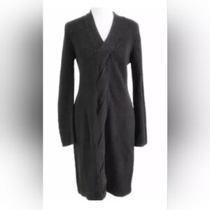 Calvin Klein V-Neck Cable Knit Sweater Dress Black Size L